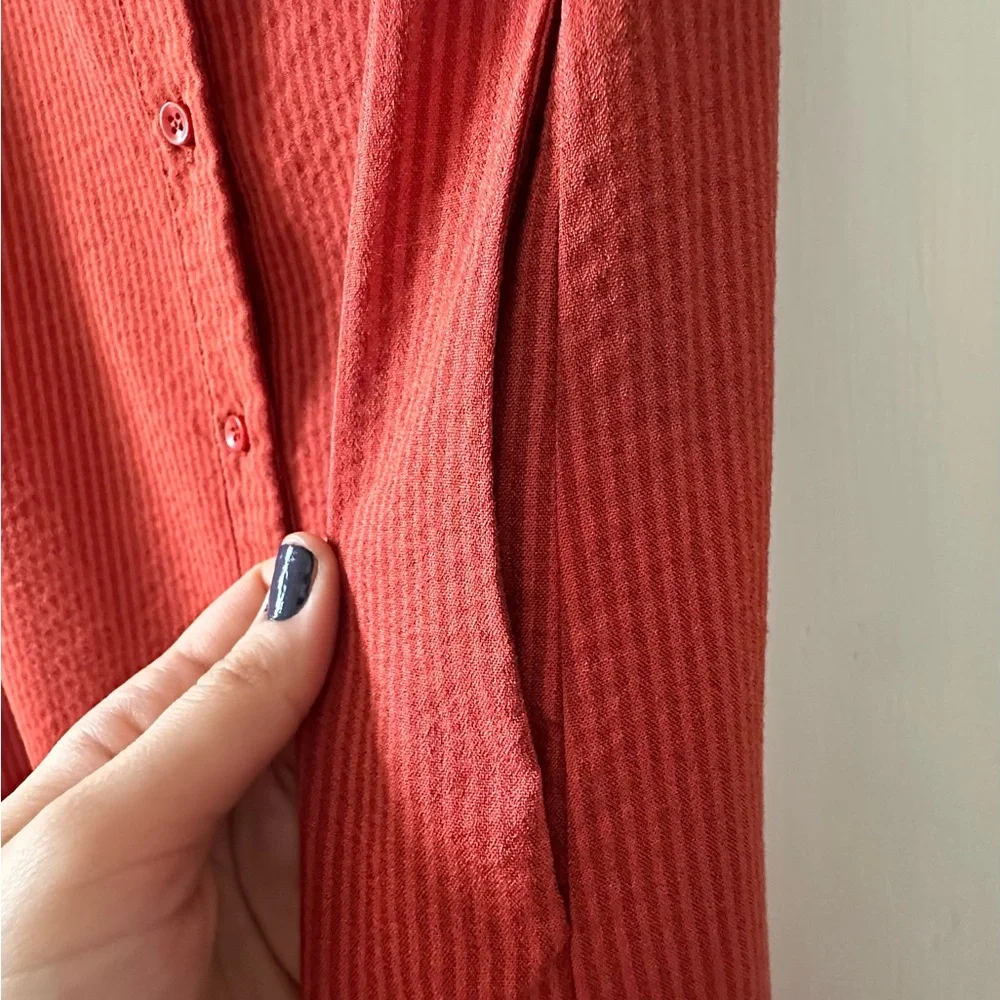 Halogen (Nordstrom) Orange Tie-waist Midi Shirt Dress NWOT - Picture 7 of 9